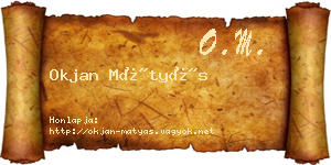 Okjan Mátyás névjegykártya
